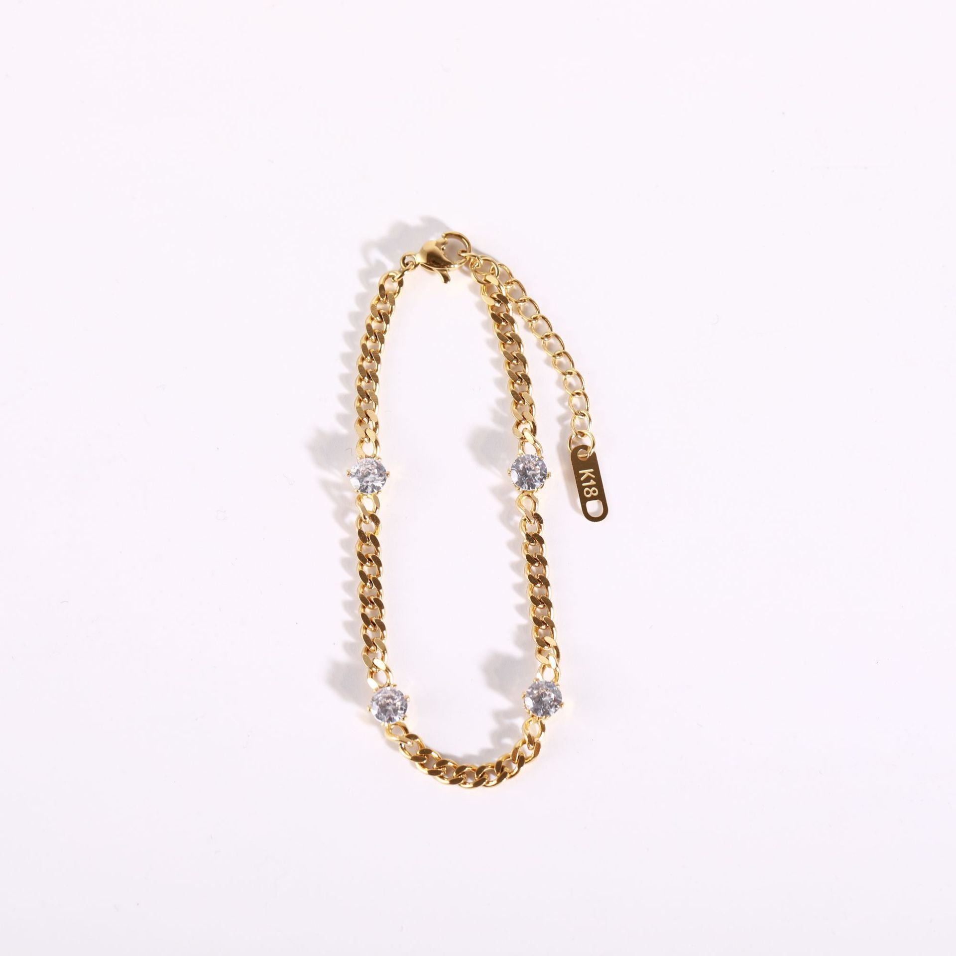 Wholesale Shiny Claw Diamond White Diamond Chain Titanium Steel Bracelet